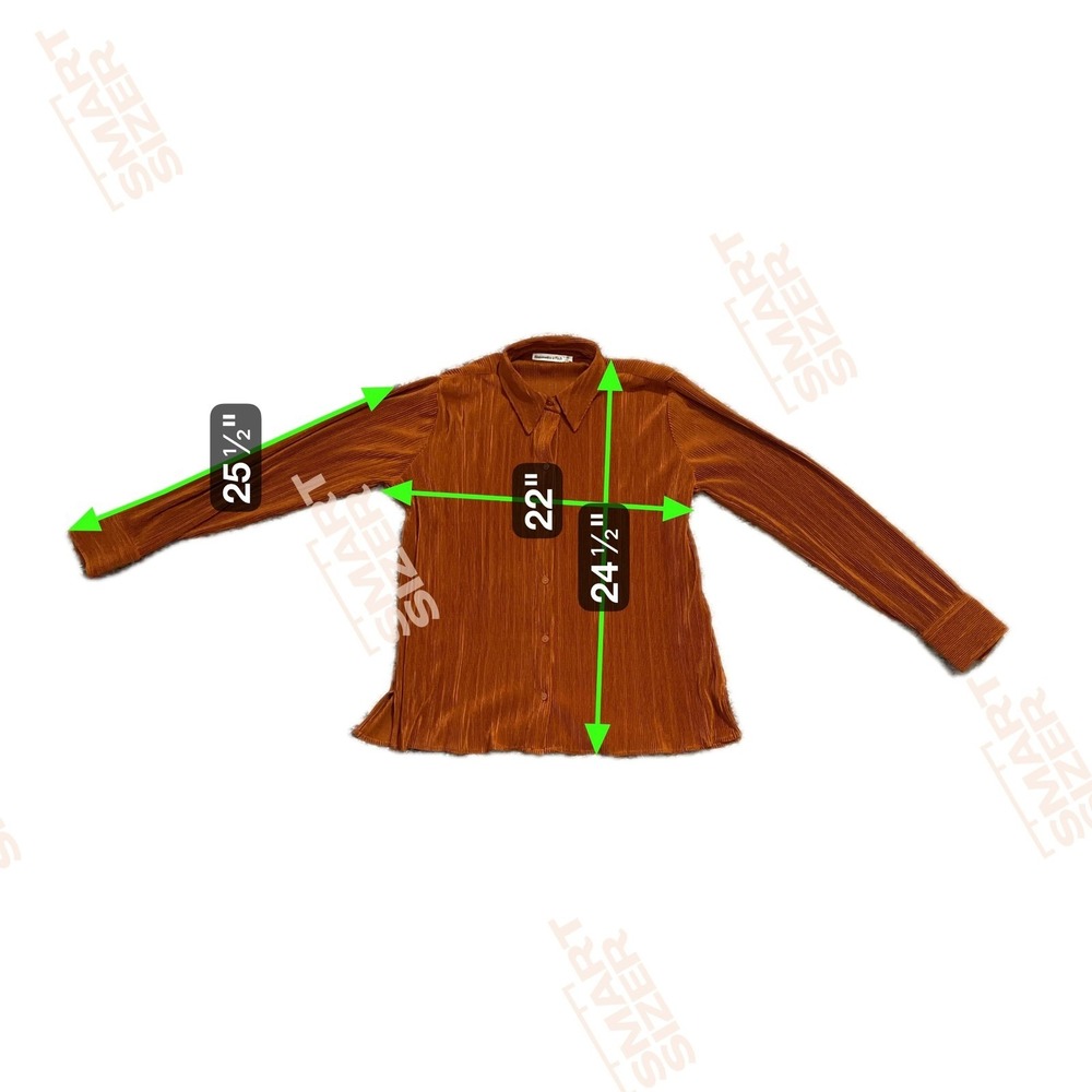 Abercrombie & Fitch Ribbed Pleated Button Down Shirt Rust Orange Women's XS - Picture 7 of 7